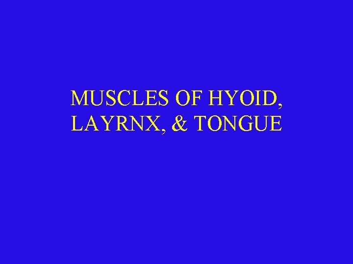MUSCLES OF HYOID, LAYRNX, & TONGUE 