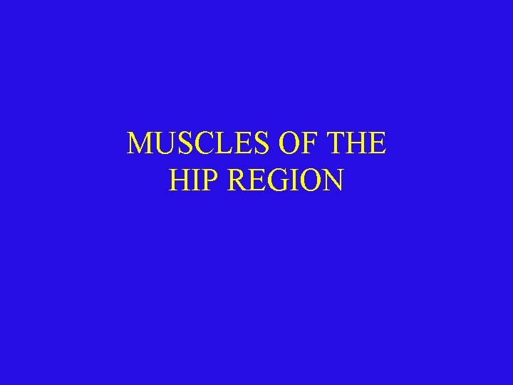 MUSCLES OF THE HIP REGION 