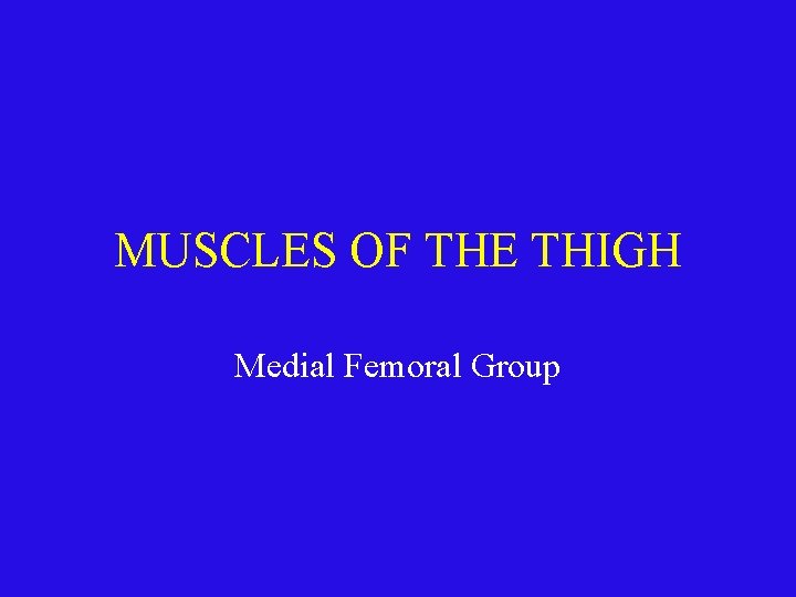 MUSCLES OF THE THIGH Medial Femoral Group 