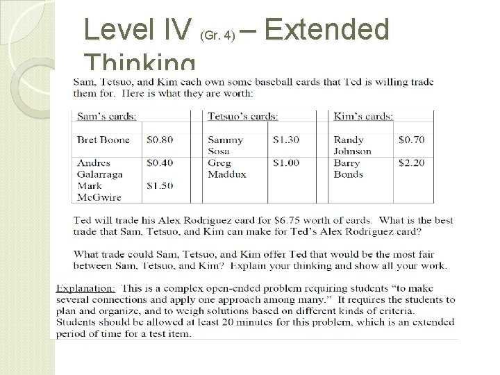 Level IV (Gr. 4) – Extended Thinking Level IV (Gr. 4) – Extended Thinking
