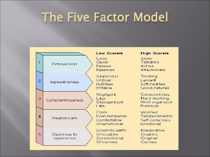 The Five Factor Model 