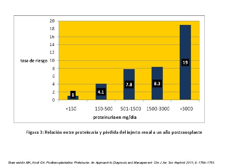 Figura 3: Relación entre proteinuria y pérdida del injerto renal a un año postransplante