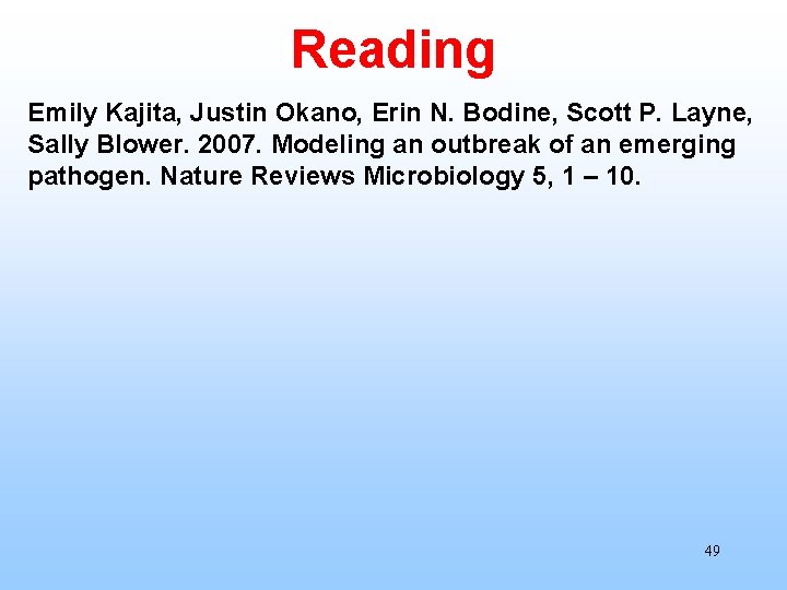 Reading Emily Kajita, Justin Okano, Erin N. Bodine, Scott P. Layne, Sally Blower. 2007.