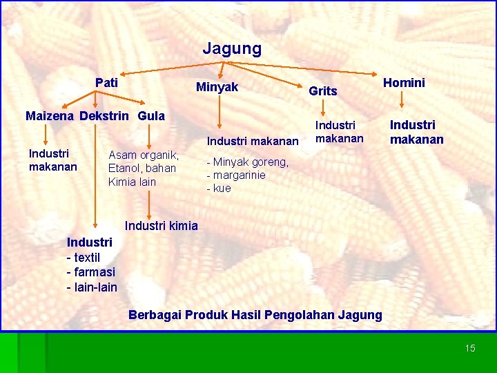 Jagung Pati Minyak Maizena Dekstrin Gula Industri makanan Asam organik, Etanol, bahan Kimia lain