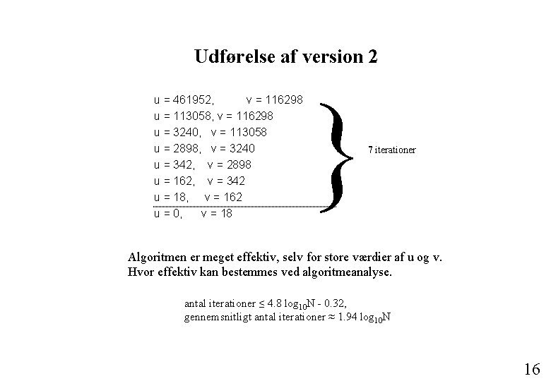 Udførelse af version 2 u = 461952, v = 116298 u = 113058, v