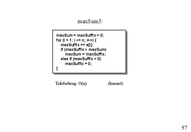 max. Sum 3: max. Sum = max. Suffix = 0; for (i = 1;