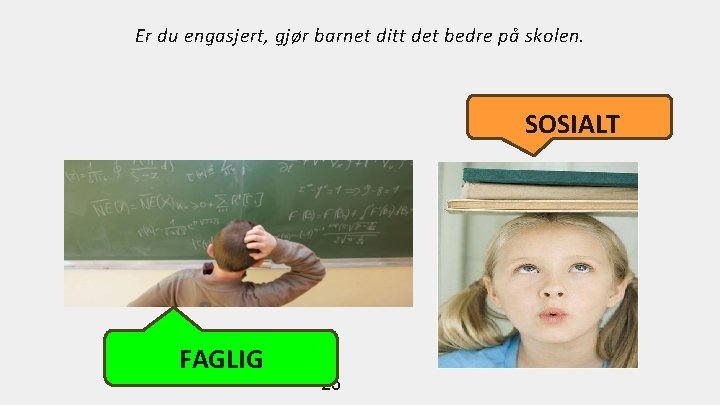 Er du engasjert, gjør barnet ditt det bedre på skolen. SOSIALT FAGLIG 25 