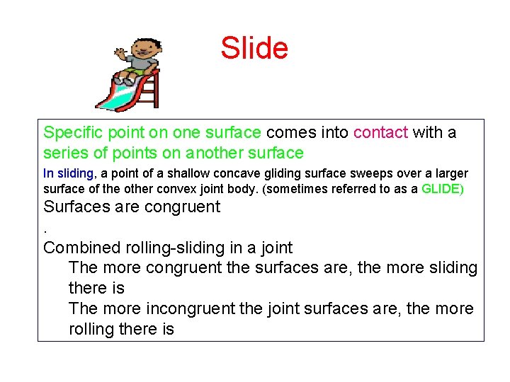Slide Specific point on one surface comes into contact with a series of points Slide Specific point on one surface comes into contact with a series of points