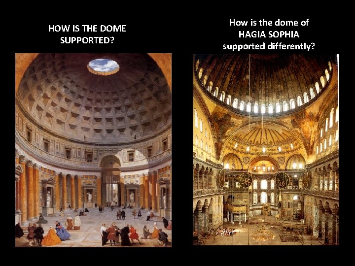 HOW IS THE DOME SUPPORTED? How is the dome of HAGIA SOPHIA supported differently?