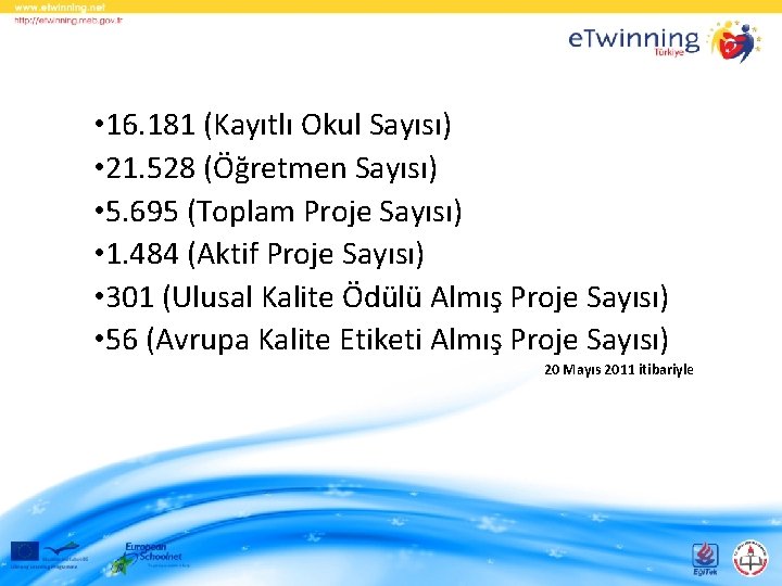  • 16. 181 (Kayıtlı Okul Sayısı) • 21. 528 (Öğretmen Sayısı) • 5.