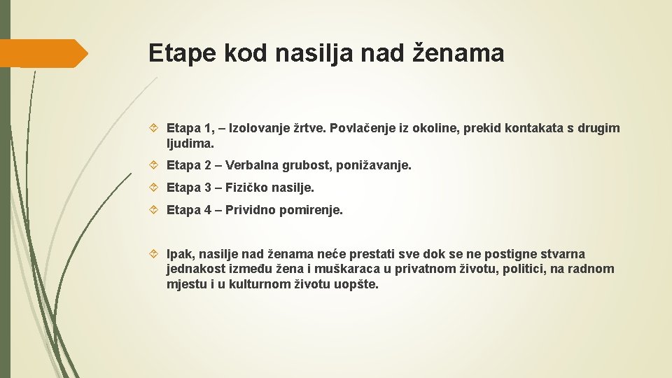 Etape kod nasilja nad ženama Etapa 1, – Izolovanje žrtve. Povlačenje iz okoline, prekid