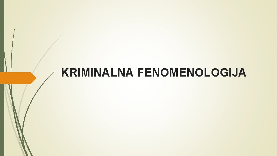 KRIMINALNA FENOMENOLOGIJA 