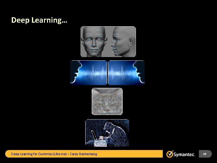 Deep Learning… Deep Learning for Dummies (Like me) – Carey Nachenberg 48 
