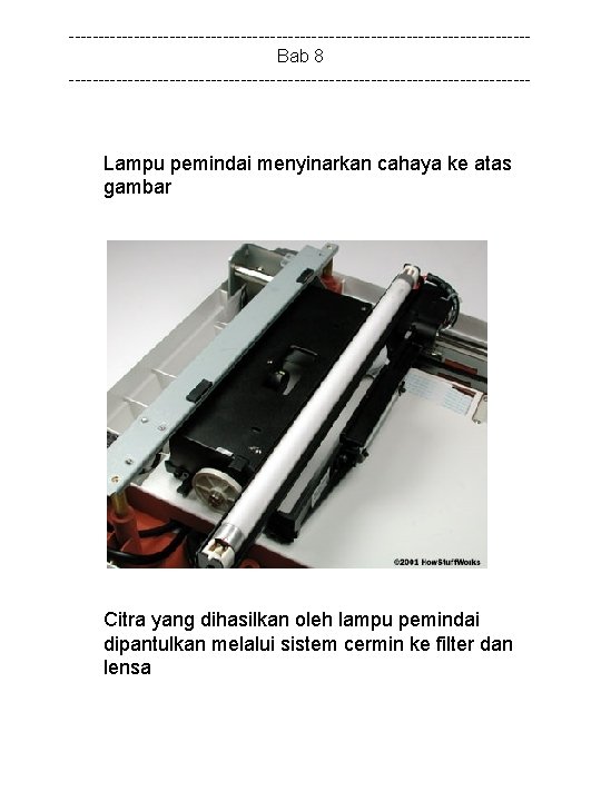 ---------------------------------------Bab 8 --------------------------------------- Lampu pemindai menyinarkan cahaya ke atas gambar Citra yang dihasilkan oleh