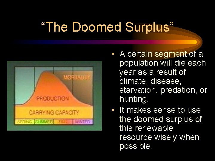 “The Doomed Surplus” • A certain segment of a population will die each year