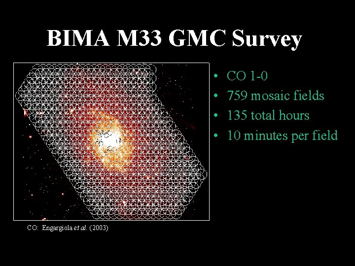 BIMA M 33 GMC Survey • • CO: Engargiola et al. (2003) CO 1