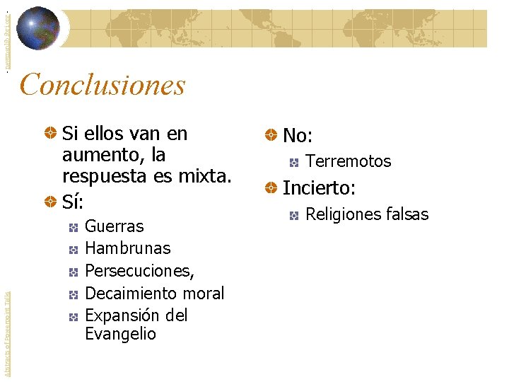 - newmanlib. ibri. org - Conclusiones Abstracts of Powerpoint Talks Si ellos van en