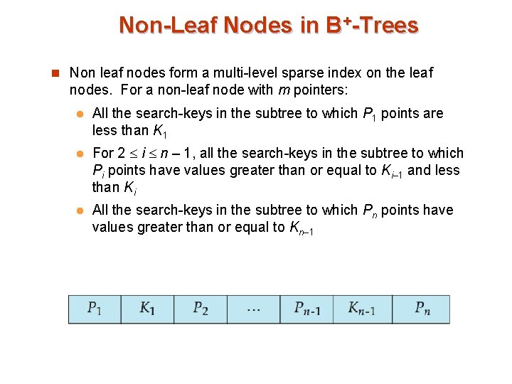 Non-Leaf Nodes in B+-Trees n Non leaf nodes form a multi-level sparse index on