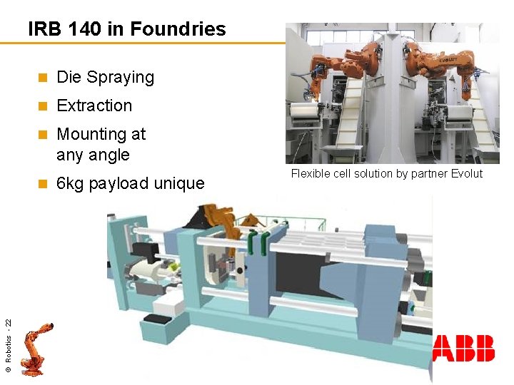 IRB 140 in Foundries n Die Spraying n Extraction n Mounting at any angle