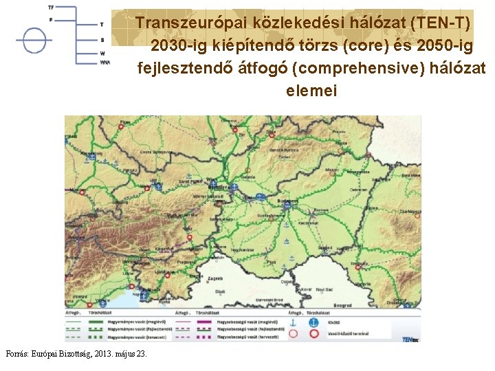 Transzeurópai közlekedési hálózat (TEN-T) 2030 -ig kiépítendő törzs (core) és 2050 -ig fejlesztendő átfogó