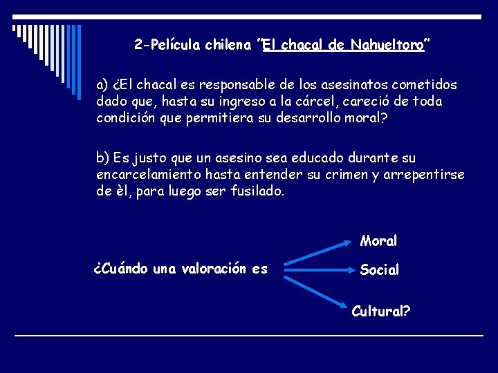 2 -Película chilena ”El chacal de Nahueltoro” a) ¿El chacal es responsable de los