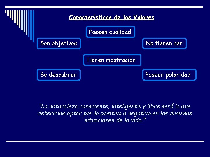 Características de los Valores Poseen cualidad Son objetivos No tienen ser Tienen mostración Se