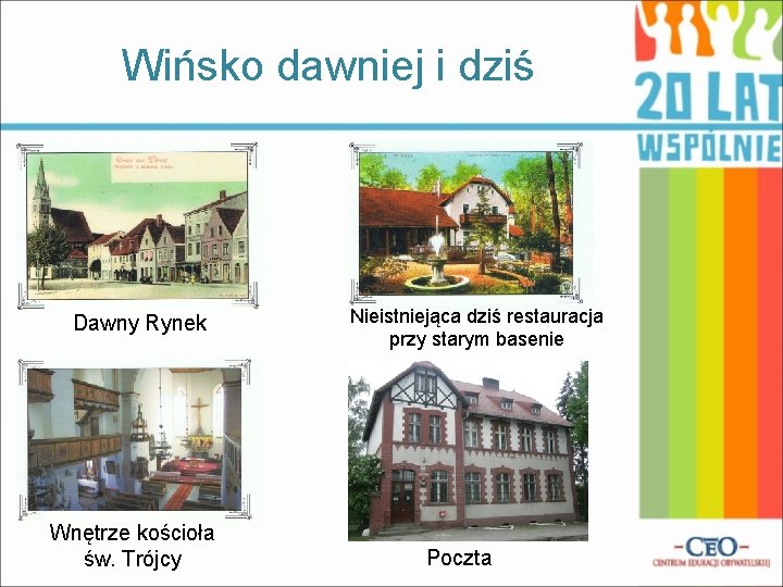 Wińsko dawniej i dziś Dawny Rynek Wnętrze kościoła św. Trójcy Nieistniejąca dziś restauracja przy