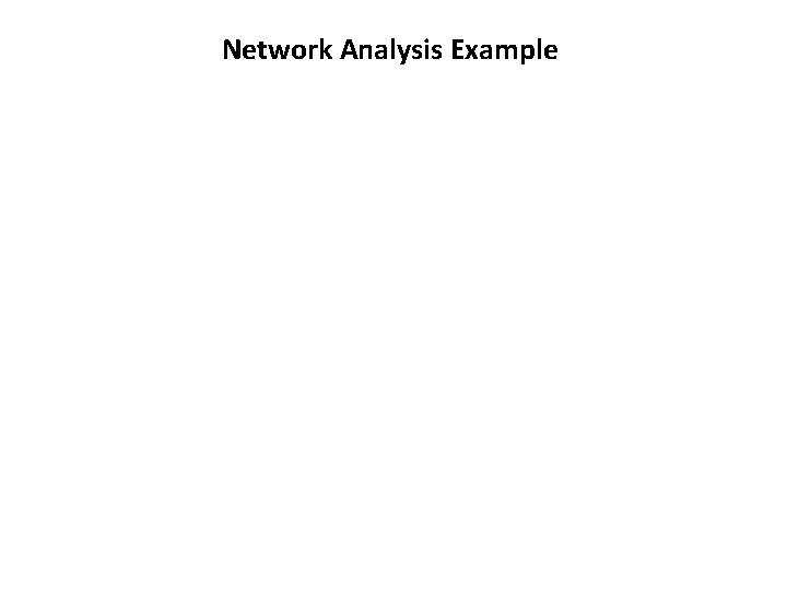 Network Analysis Example 