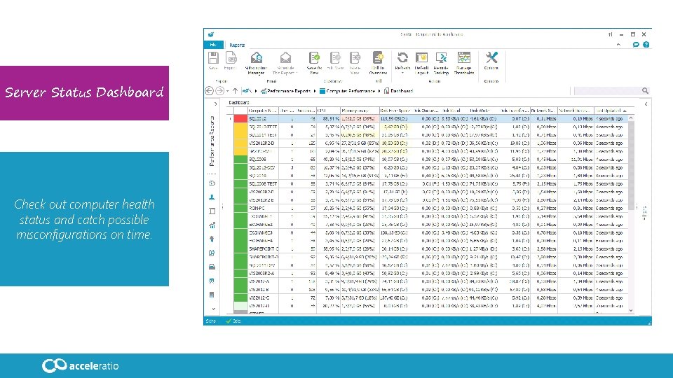 Server Status Dashboard Check out computer health status and catch possible misconfigurations on time.