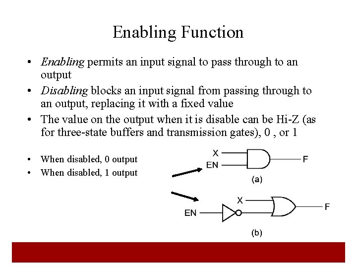 Enabling Function • Enabling permits an input signal to pass through to an output