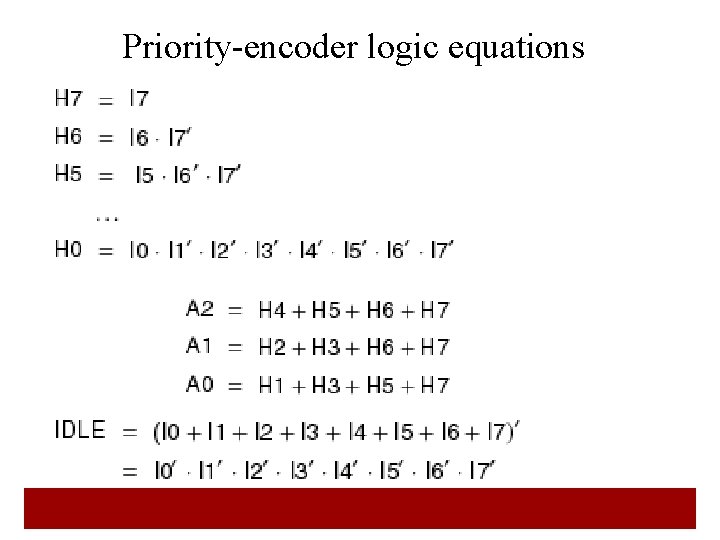 Priority-encoder logic equations 27 