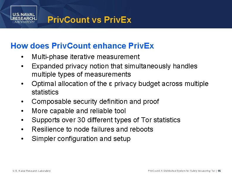 Priv. Count vs Priv. Ex How does Priv. Count enhance Priv. Ex • •