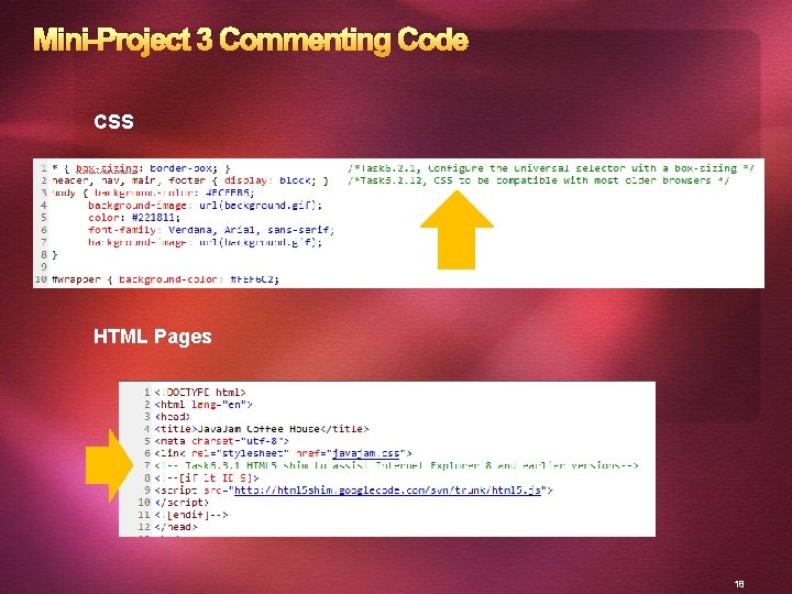 Mini-Project 3 Commenting Code CSS HTML Pages 18 