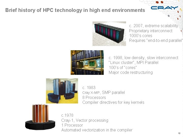 Brief history of HPC technology in high end environments c. 2007, extreme scalability Proprietary