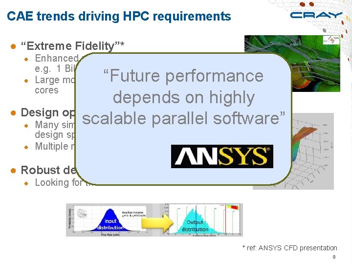 CAE trends driving HPC requirements ● “Extreme Fidelity”* ● Enhanced physics and larger models,