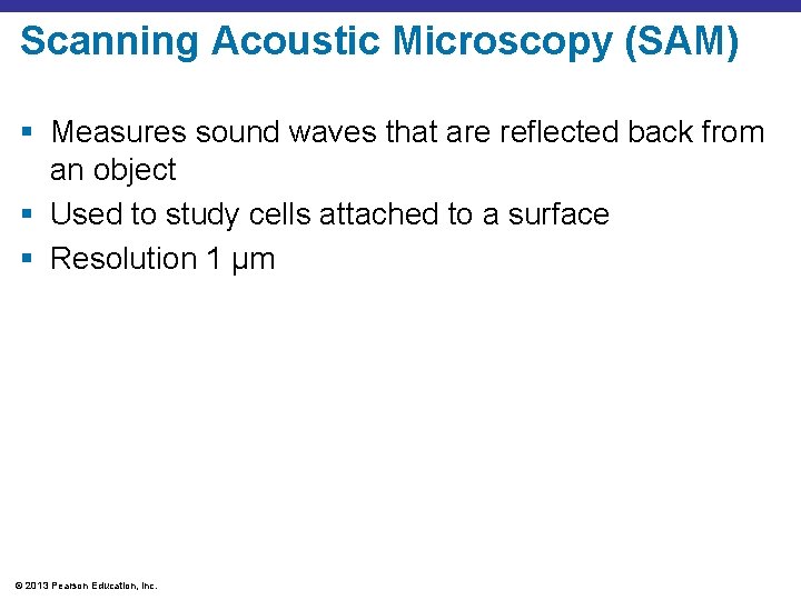 Scanning Acoustic Microscopy (SAM) § Measures sound waves that are reflected back from an