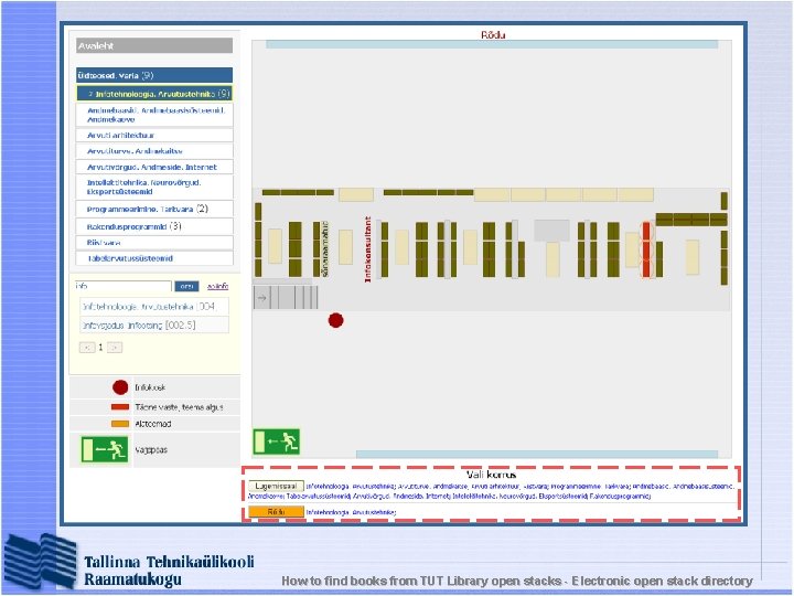 How to find books from TUT Library open stacks - Electronic open stack directory