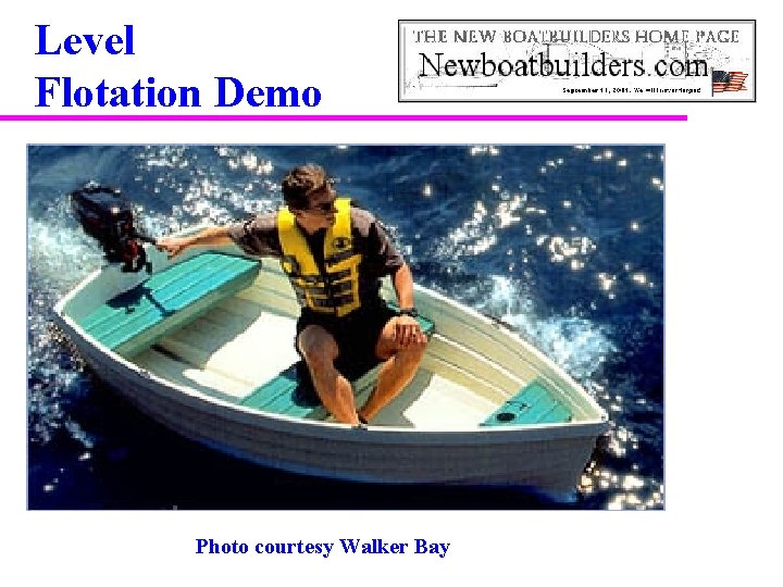 Level Flotation Demo Photo courtesy Walker Bay 