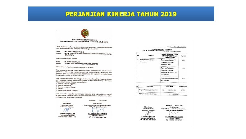 PERJANJIAN KINERJA TAHUN 2019 