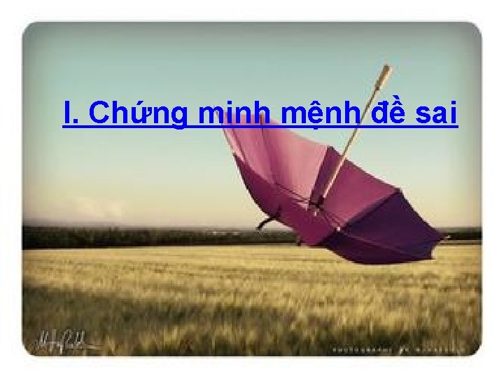 I. Chứng minh mệnh đề sai 
