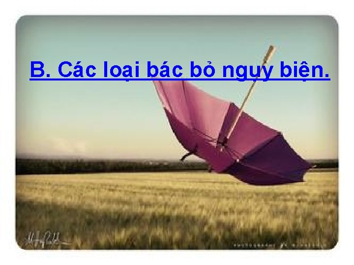 B. Các loại bác bỏ ngụy biện. 