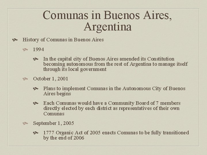 Comunas in Buenos Aires, Argentina History of Comunas in Buenos Aires 1994 In the