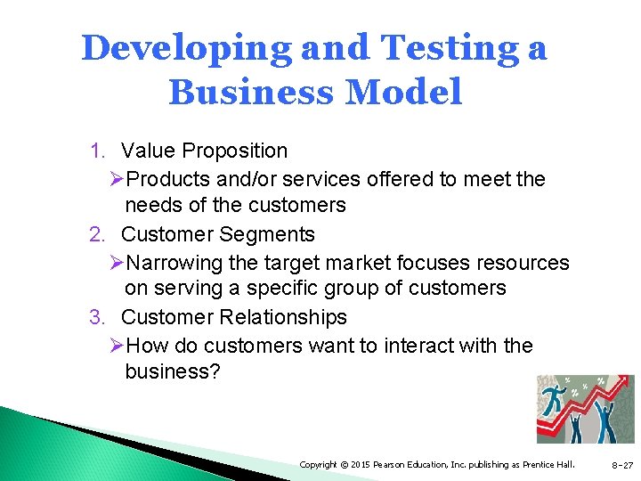 Developing and Testing a Business Model 1. Value Proposition ØProducts and/or services offered to