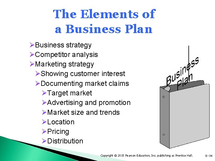 The Elements of a Business Plan ØBusiness strategy ØCompetitor analysis ØMarketing strategy ØShowing customer