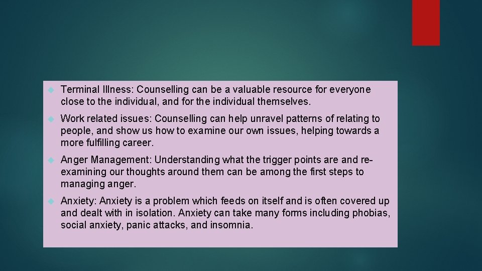  Terminal Illness: Counselling can be a valuable resource for everyone close to the