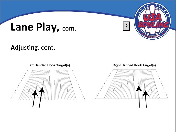 Lane Play, cont. Adjusting, cont. 2 