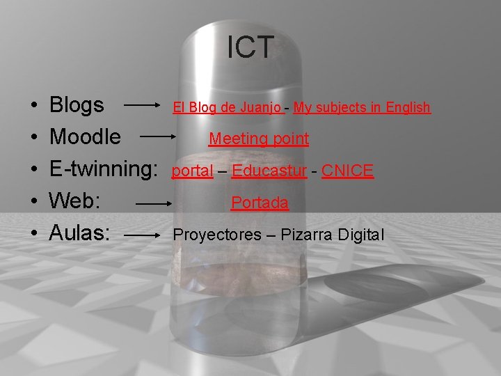 ICT • • • Blogs Moodle E-twinning: Web: Aulas: El Blog de Juanjo -