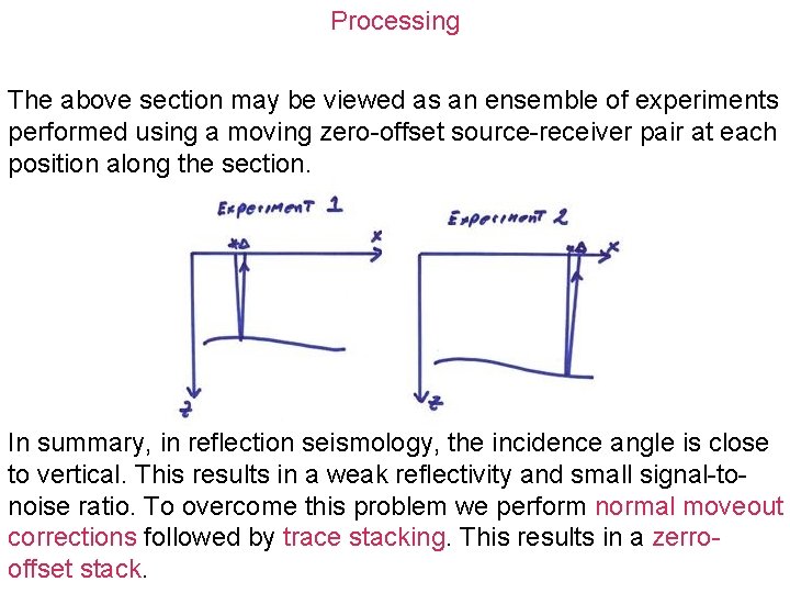 Processing The above section may be viewed as an ensemble of experiments performed using