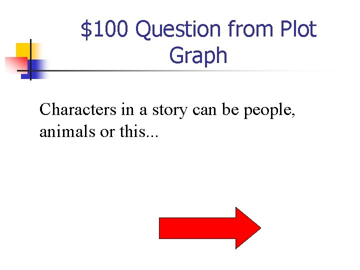 $100 Question from Plot Graph Characters in a story can be people, animals or