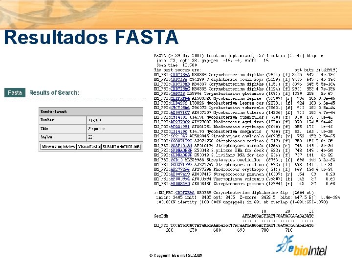 Resultados FASTA © Copyright Ebiointel, SL 2006 